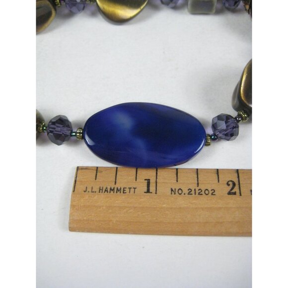 Colorful Plastic Beaded Necklace Large Beads 35 in Strand Unique Asymmetrical - Picture 5 of 11